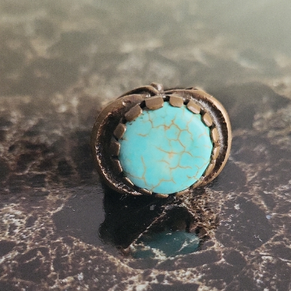 Turquoise Bronze Ring - image 2
